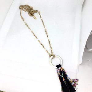 Macy's I.N.C. International Concepts Goldtone Bead Black Tassel 30"  Necklace